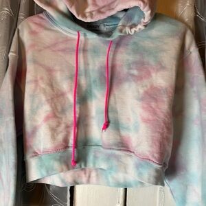 DANZY Design Studio Tie Dye Crop Hooded Sweatshirt Women’s XSmall Made In USA